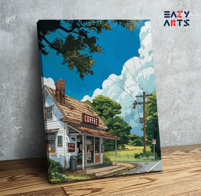 Country Road Coffee Shop Paint by Numbers Kit – eazyarts.in