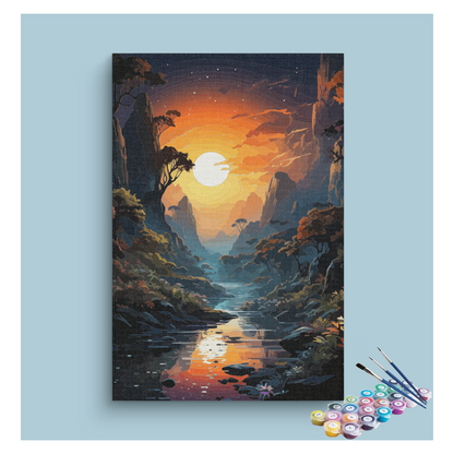 DIY Painting Kit -Majestic Sunset River Valley Paint by Numbers Kit