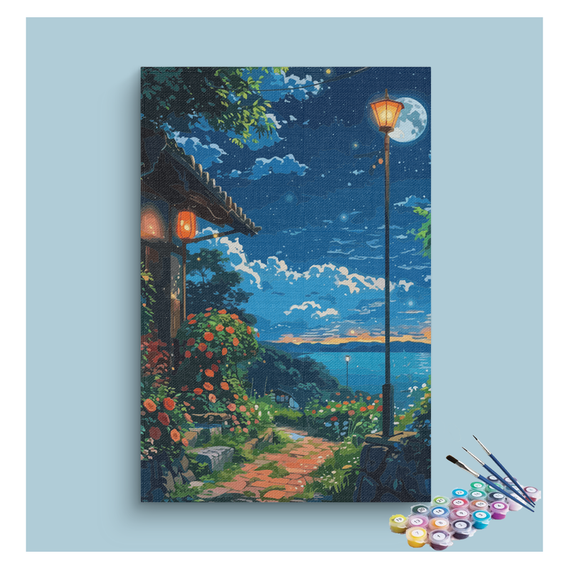 DIY Painting Kit -Moonlit Garden Path Paint by Numbers Kit