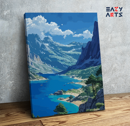 DIY Paint by numbers kit - Majestic Mountain and Lake Paint by Numbers Kit