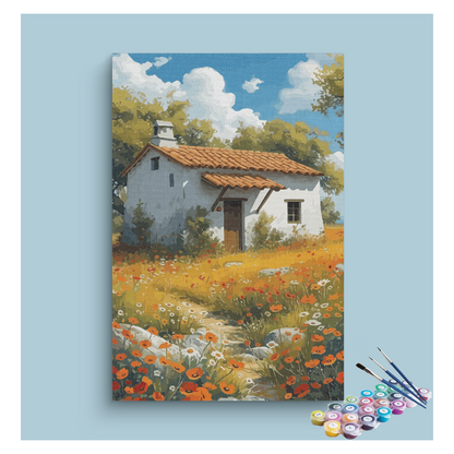 DIY Painting Kit -Cozy Cottage in Bloom Paint by Numbers Kit