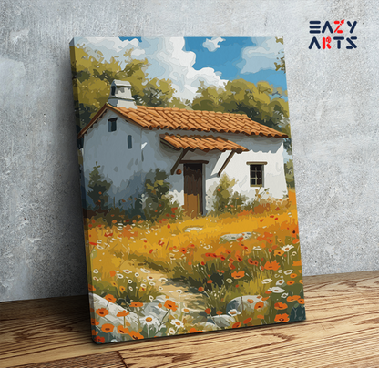 DIY Paint by numbers kit - Cozy Cottage in Bloom Paint by Numbers Kit