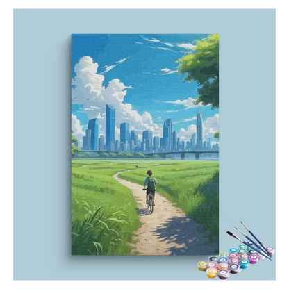 DIY Painting Kit -Urban Cyclist Adventure Paint by Numbers Kit