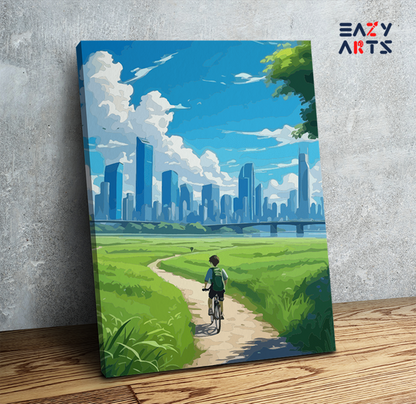 DIY Paint by numbers kit - Urban Cyclist Adventure Paint by Numbers Kit