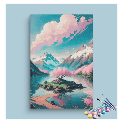 DIY Painting Kit -Majestic Mountain Blossom Paint by Numbers Kit