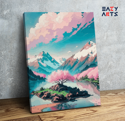 DIY Paint by numbers kit - Majestic Mountain Blossom Paint by Numbers Kit