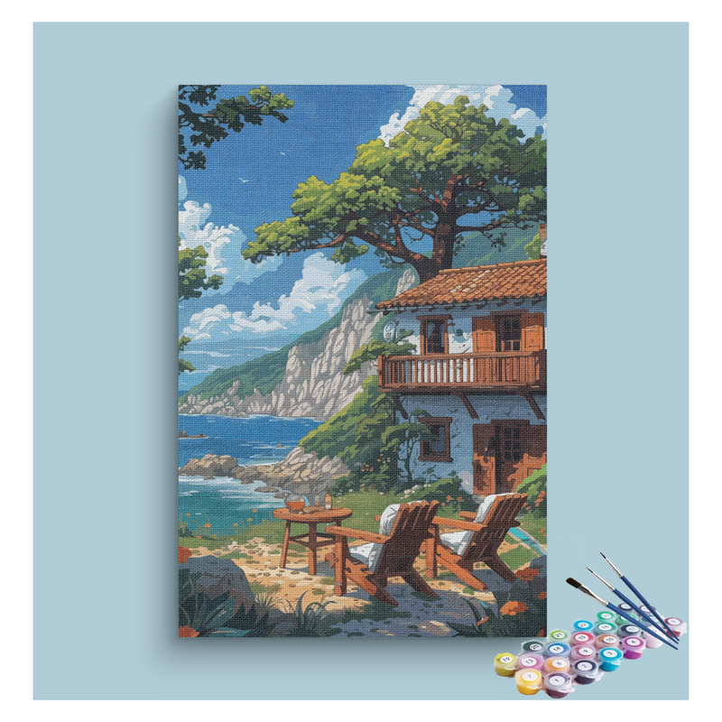 DIY Painting Kit -Coastal Cottage Getaway Paint by Numbers Kit