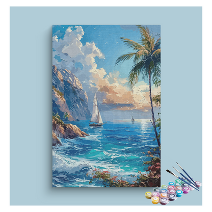 DIY Painting Kit -Tropical Sailboat Adventure Paint by Numbers Kit