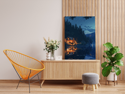 DIY PBN Kit - Starry Night Cabin Reflection Paint by Numbers Kit