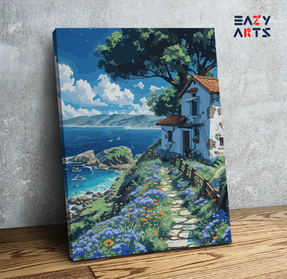 DIY Paint by numbers kit - Coastal Cottage Garden Paint by Numbers Kit