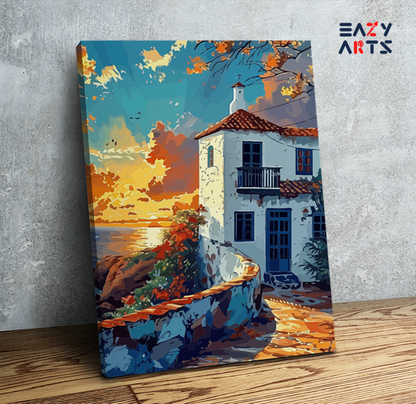 DIY Paint by numbers kit - Seaside Sunset Villa Paint by Numbers Kit