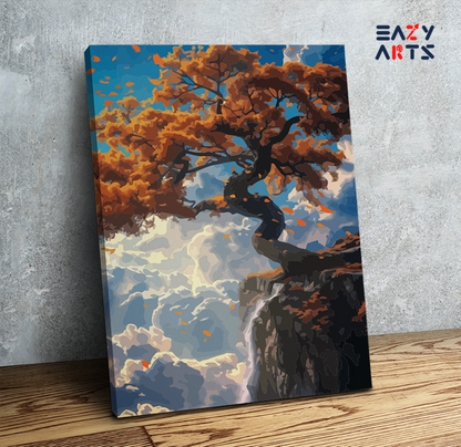 DIY Paint by numbers kit - Majestic Cliffside Tree Paint by Numbers Kit