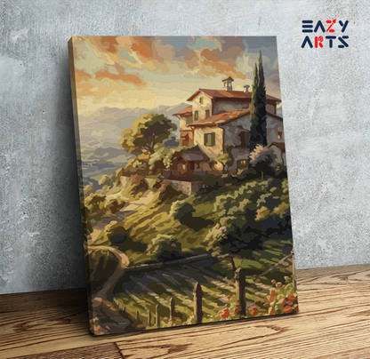 DIY Paint by numbers kit - Tuscan Hillside Villa Paint by Numbers Kit
