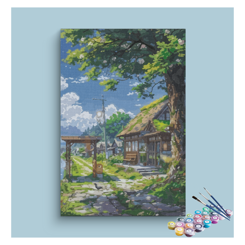 DIY Painting Kit -Countryside Cottage Pathway Paint by Numbers Kit