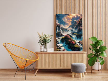 DIY PBN Kit - Majestic Waterfalls Fantasy Landscape Paint by Numbers Kit