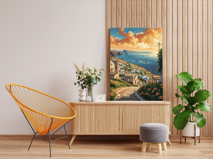 DIY PBN Kit - Mediterranean Sunset Village Paint by Numbers Kit