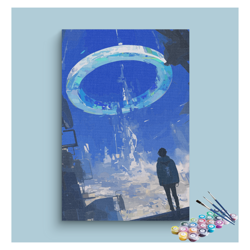 DIY Painting Kit -Futuristic Ring Portal Scene Paint by Numbers Kit