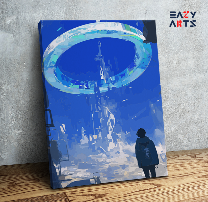 DIY Paint by numbers kit - Futuristic Ring Portal Scene Paint by Numbers Kit