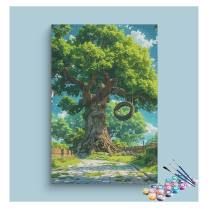 DIY Painting Kit -Majestic Old Tree with Tire Swing Paint by Numbers Kit