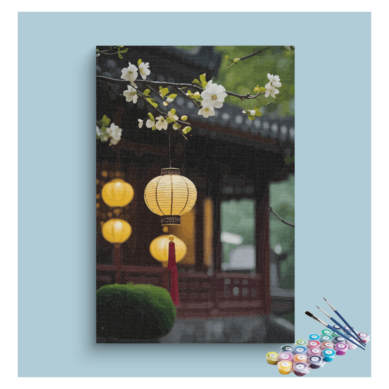 DIY Painting Kit -Lanterns and Blossoms Paint by Numbers Kit