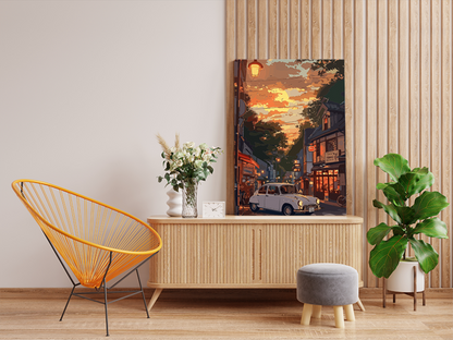 DIY PBN Kit - Vintage Street at Sunset Paint by Numbers Kit
