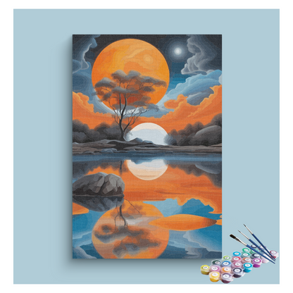 DIY Painting Kit -Dreamy Sunset Reflection Paint by Numbers Kit