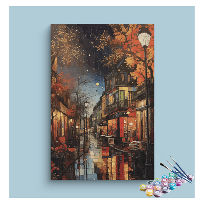DIY Painting Kit -Autumn Night Street Paint by Numbers Kit