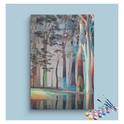 DIY Painting Kit -Vibrant Forest Reflections Paint by Numbers Kit