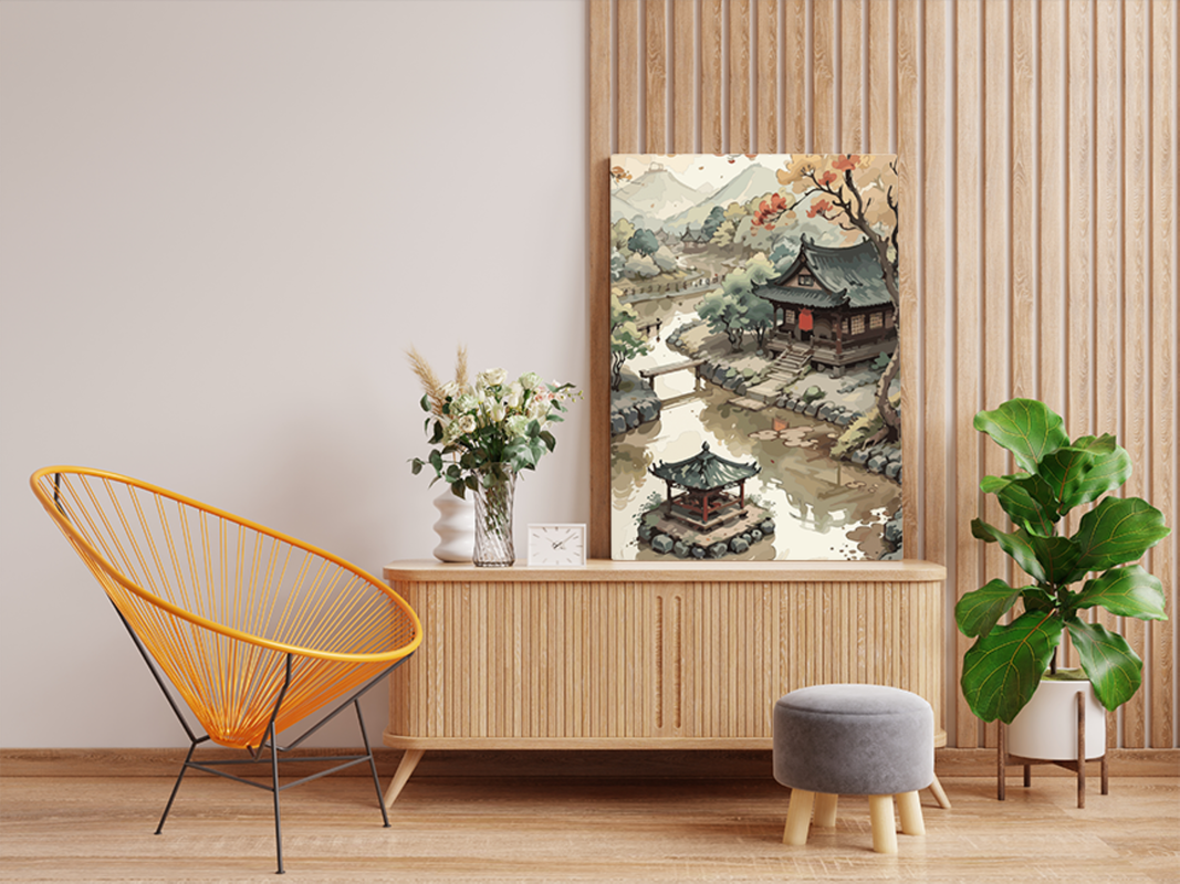 DIY PBN Kit - Serene Pagoda Garden Paint by Numbers Kit