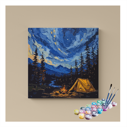 DIY Painting Kit -Starry Night Camping Paint by Numbers Kit