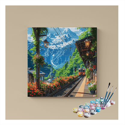 DIY Painting Kit -Scenic Mountain Railway Paint by Numbers Kit