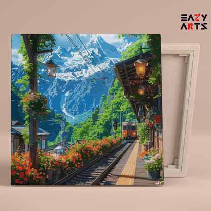DIY Paint by numbers kit - Scenic Mountain Railway Paint by Numbers Kit