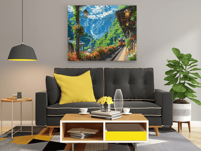 DIY PBN Kit - Scenic Mountain Railway Paint by Numbers Kit