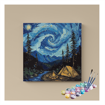 DIY Painting Kit -Starry Night Campsite Paint by Numbers Kit