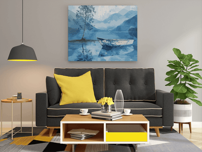 DIY PBN Kit - Tranquil Lake and Boat Paint by Numbers Kit