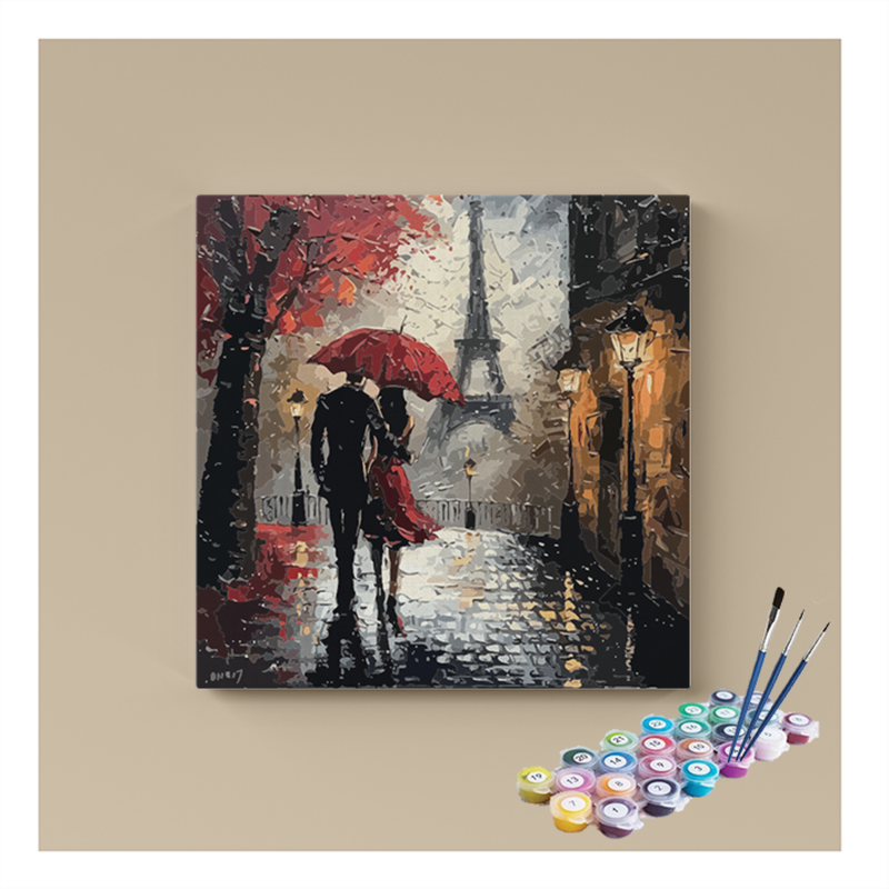 DIY Painting Kit -Romantic Walk in Paris Paint by Numbers Kit