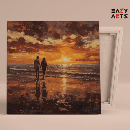 DIY Paint by numbers kit - Romantic Sunset Beach Walk Landscape Paint by Numbers Kit