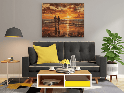 DIY PBN Kit - Romantic Sunset Beach Walk Landscape Paint by Numbers Kit