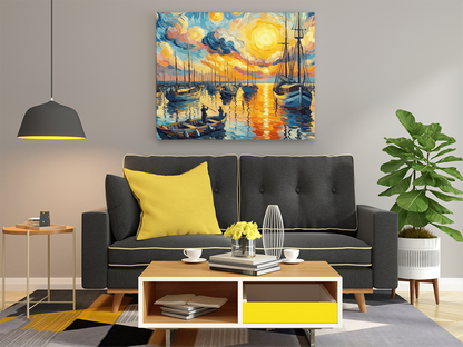 DIY PBN Kit - Vibrant Sunset Harbor Paint by Numbers Kit