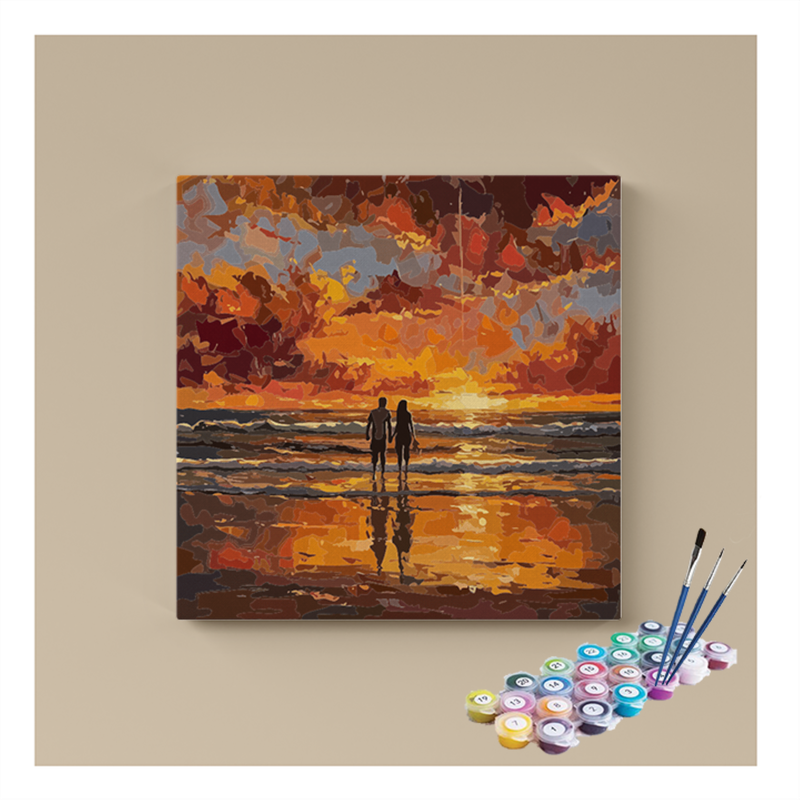 DIY Painting Kit -Romantic Sunset Beach Paint by Numbers Kit