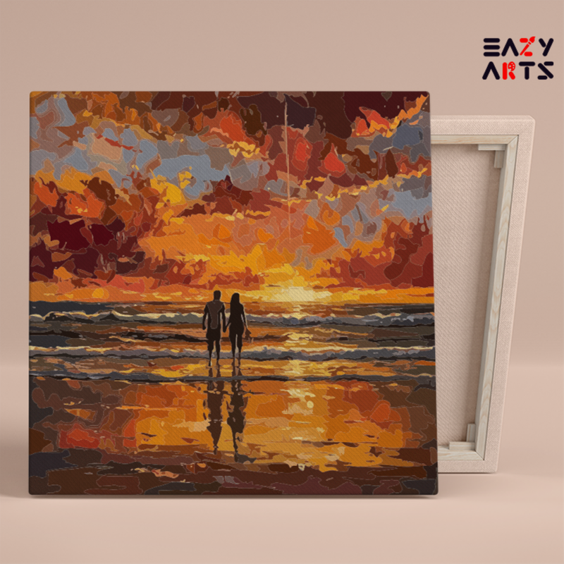 DIY Paint by numbers kit - Romantic Sunset Beach Paint by Numbers Kit