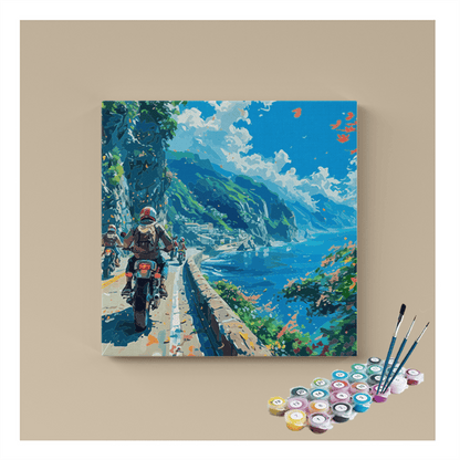 DIY Painting Kit -Scenic Motorcycle Adventure Paint by Numbers Kit