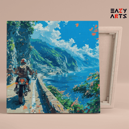 DIY Paint by numbers kit - Scenic Motorcycle Adventure Paint by Numbers Kit