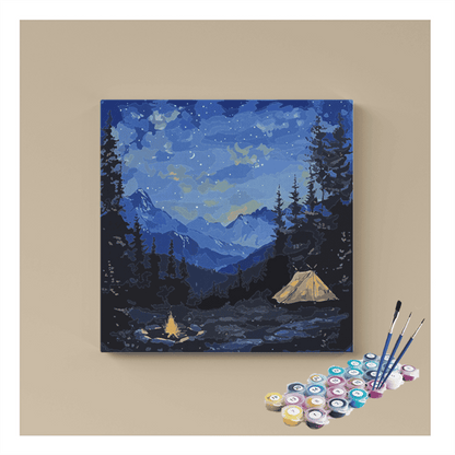 DIY Painting Kit -Starry Night Camping Landscape Paint by Numbers Kit