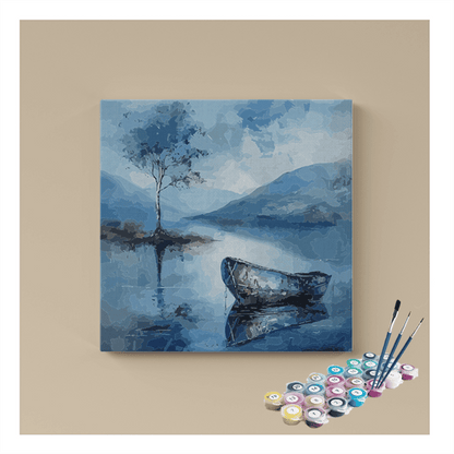 DIY Painting Kit -Tranquil Blue Lake & Boat Paint by Numbers Kit
