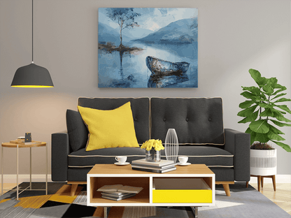 DIY PBN Kit - Tranquil Blue Lake & Boat Paint by Numbers Kit
