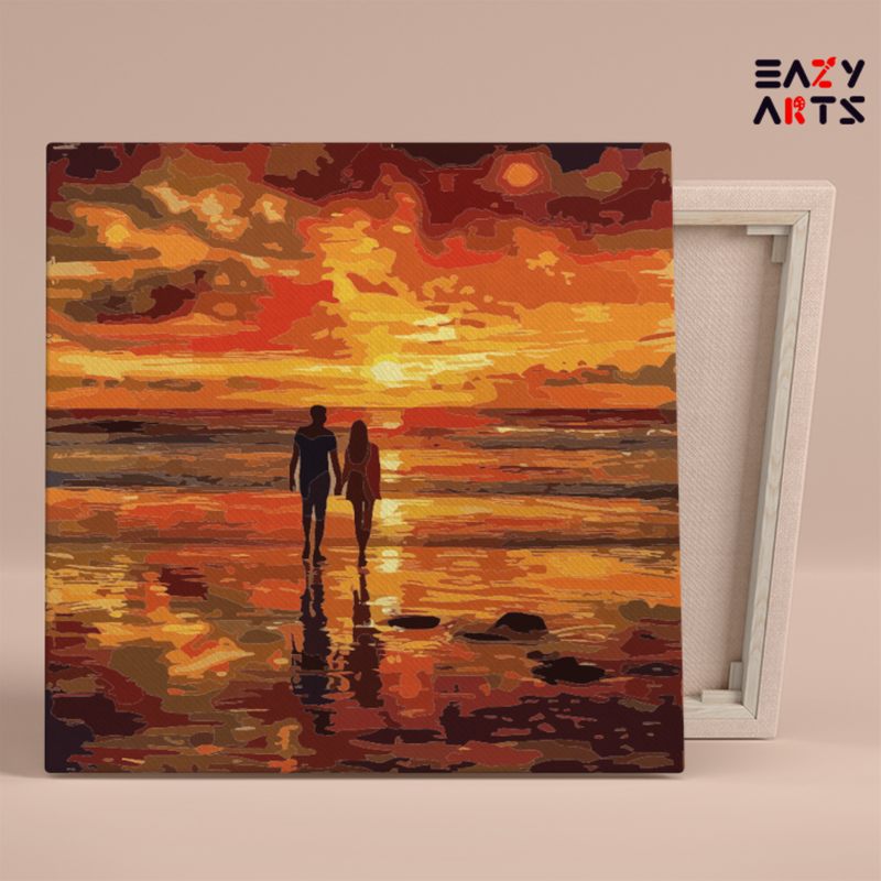 DIY Paint by numbers kit - Romantic Sunset Beach Walk Paint by Numbers Kit