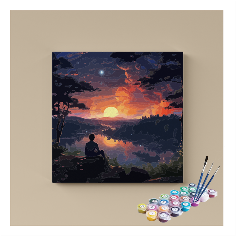 DIY Painting Kit -Tranquil Sunset Reflection Paint by Numbers Kit