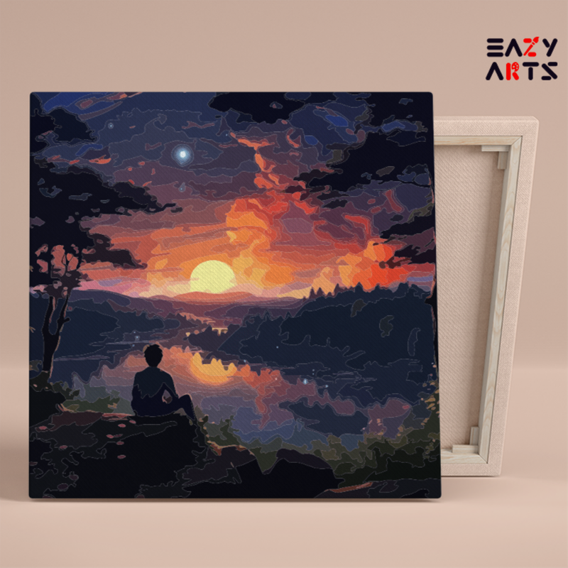 DIY Paint by numbers kit - Tranquil Sunset Reflection Paint by Numbers Kit