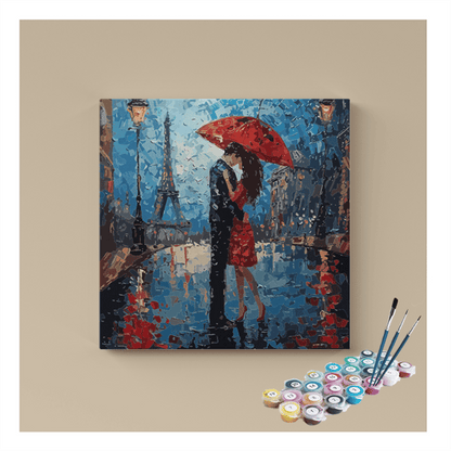DIY Painting Kit -Romantic Parisian Rain Paint by Numbers Kit